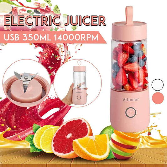 Portable USB Blender dash personal portable usb blender in pink with 350ml capacity and 14000RPM speed, ideal for juicing fruits on the go.
