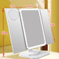 LED Vanity Makeup Mirror with 10X magnification attachment and size dimensions, ideal for precision makeup and grooming.