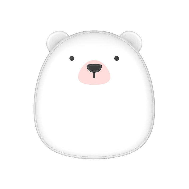 Front view of polar bear USB Rechargeable Hand Warmer, designed for warmth and portability in outdoor settings.