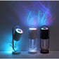 Three USB Mini Humidifiers in various colors with LED projection lights, creating a colorful ambient effect while humidifying the air.