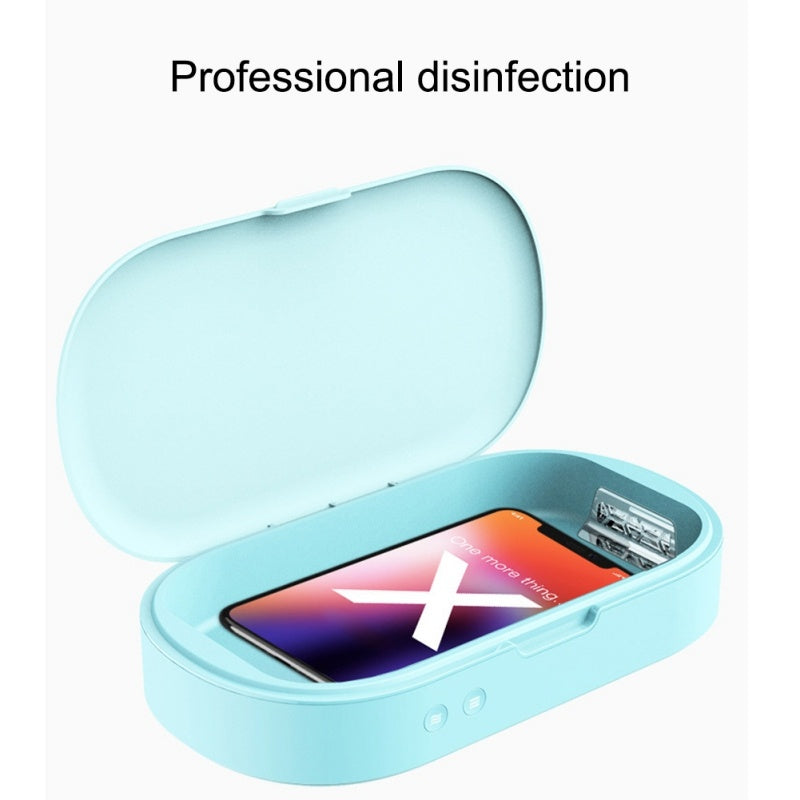 UV Phone Sanitizer Box performing professional disinfection on smartphone with visible UV light source uv phone sanitizer box end