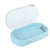 Open UV Phone Sanitizer Box in blue color, empty and ready for use with dual UV-C lamps uv phone sanitizer box end