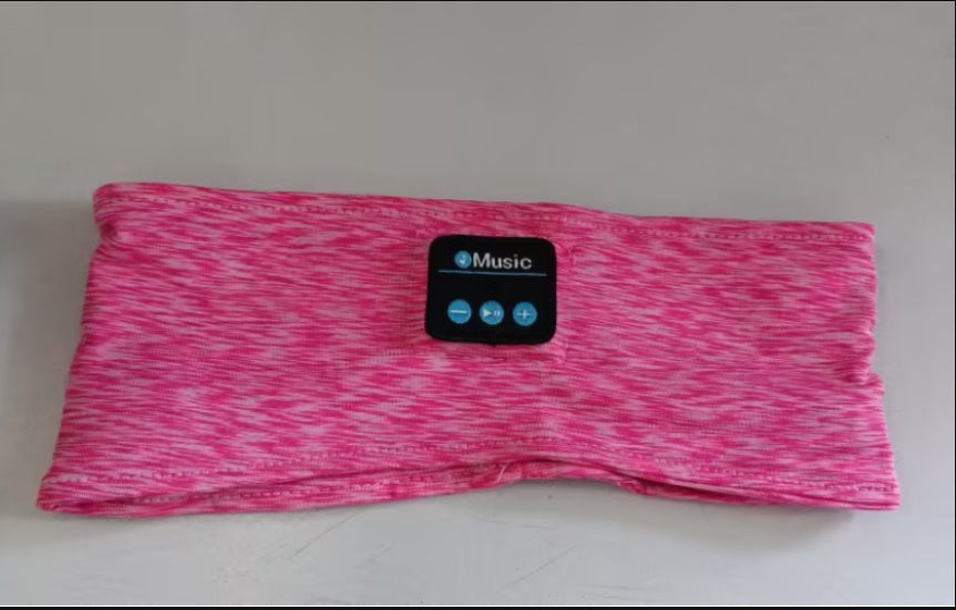 Pink Bluetooth Sleep Headphones Headband with built-in controls. Best sleep headphone band for music and relaxation during sleep.