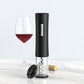 Electric Wine Bottle Opener in use with wine glass and cork, showcasing easy cork removal for home and bar settings.